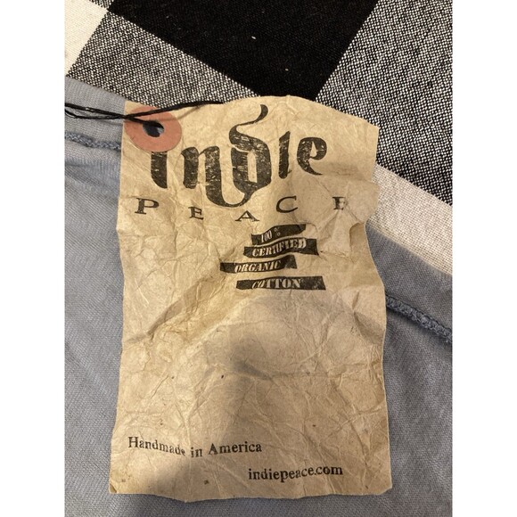 RARE NWT Indie Peace Organic Cotton Blue T-Shirt Made In USA Boho Designer Y2K - Picture 3 of 7